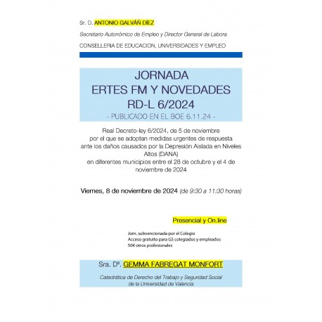 Colegiados: Jornada  ERTES FM y NOVEDADES RDL 6/2024