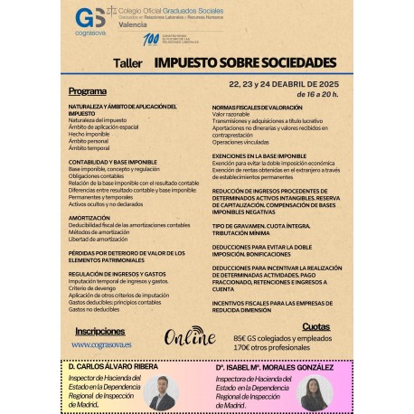 Colegiados: TALLER IMPUESTO SOBRE SOCIEDADES