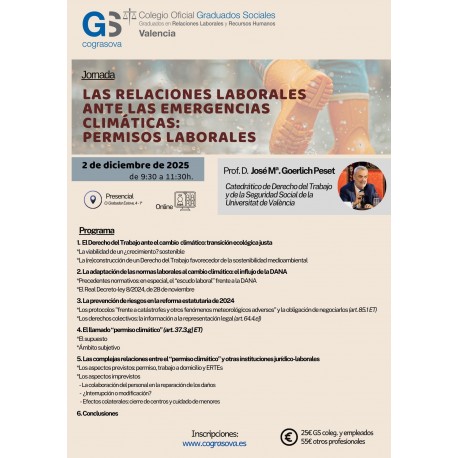 Colegiados: jornada Las relaciones lab. ante las emergencias climáticas: permisos laborales 02/12/25