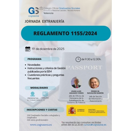 Colegiados: JORNADA EXTRANJERÍA  “REGLAMENTO 1155/2024”