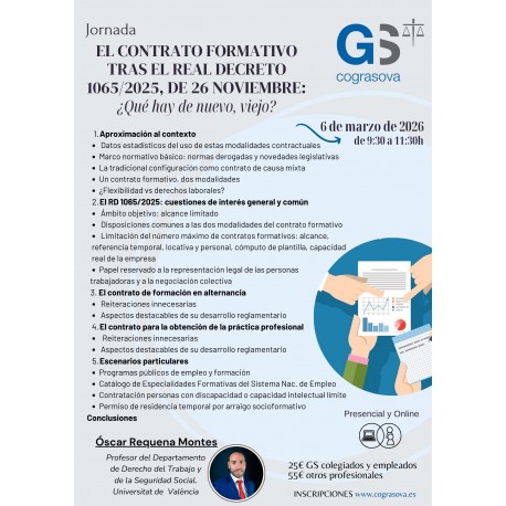 Colegiados: JORNADA “EL CONTRATO FORMATIVO TRAS EL REAL DECRETO 1065/2025, DE 26 NOVIEMBRE: ¿Qué hay de nuevo, viejo?”