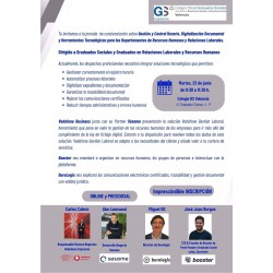 JORNADA “GESTIÓN Y CONTROL HORARIO, DIGITALIZACIÓN DOCUMENTAL Y HERRAMIENTAS TECNOLÓGICAS PARA LOS DEPARTAMENTOS DE RRHH Y RRLL”
